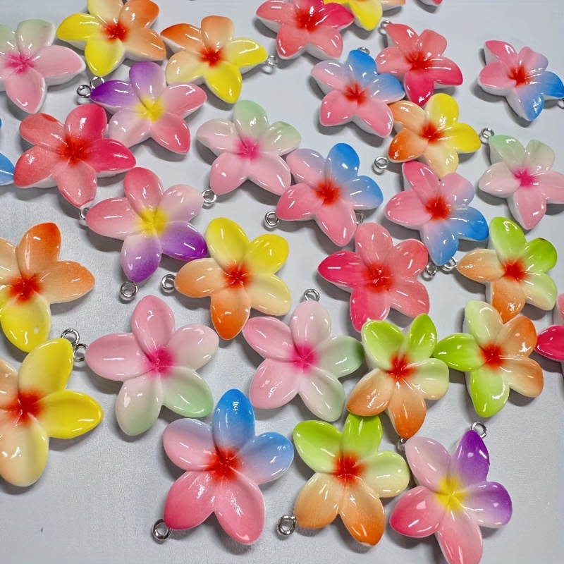 12pcs Multicolor Flower Resin Pendants for DIY Jewellery Making